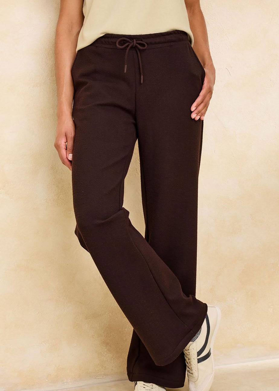 Cotton Traders Espresso Soft Touch Wide Leg Joggers