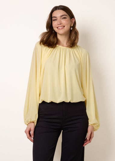 Blue Vanilla Yellow Batwing Puffball Blouse