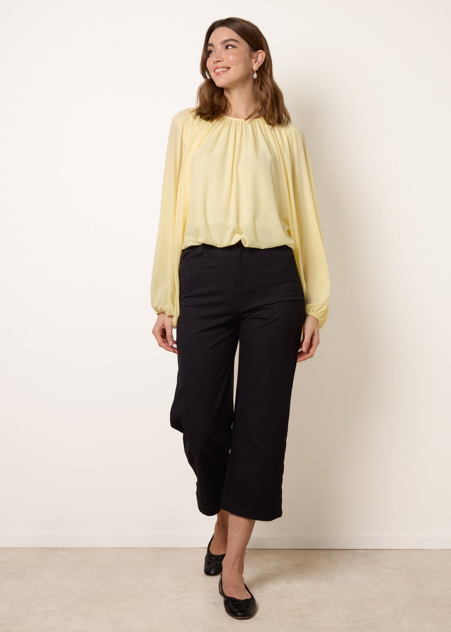 Blue Vanilla Yellow Batwing Puffball Blouse
