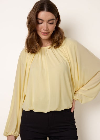 Blue Vanilla Yellow Batwing Puffball Blouse