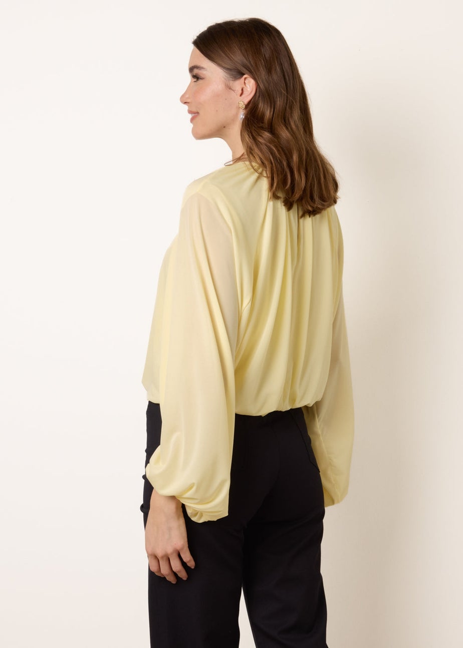 Blue Vanilla Yellow Batwing Puffball Blouse