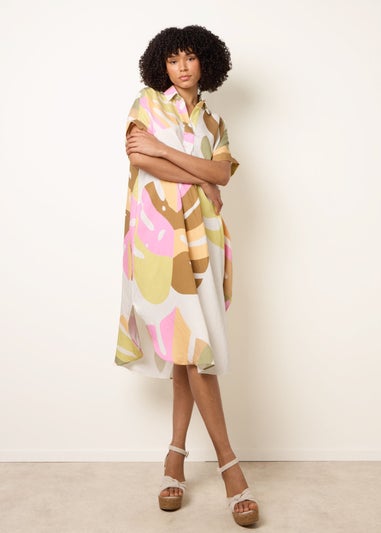 Blue Vanilla Multi Vibrant Oversized Shirt Midi Dress