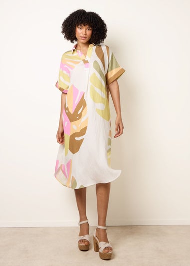 Blue Vanilla Multi Vibrant Oversized Shirt Midi Dress