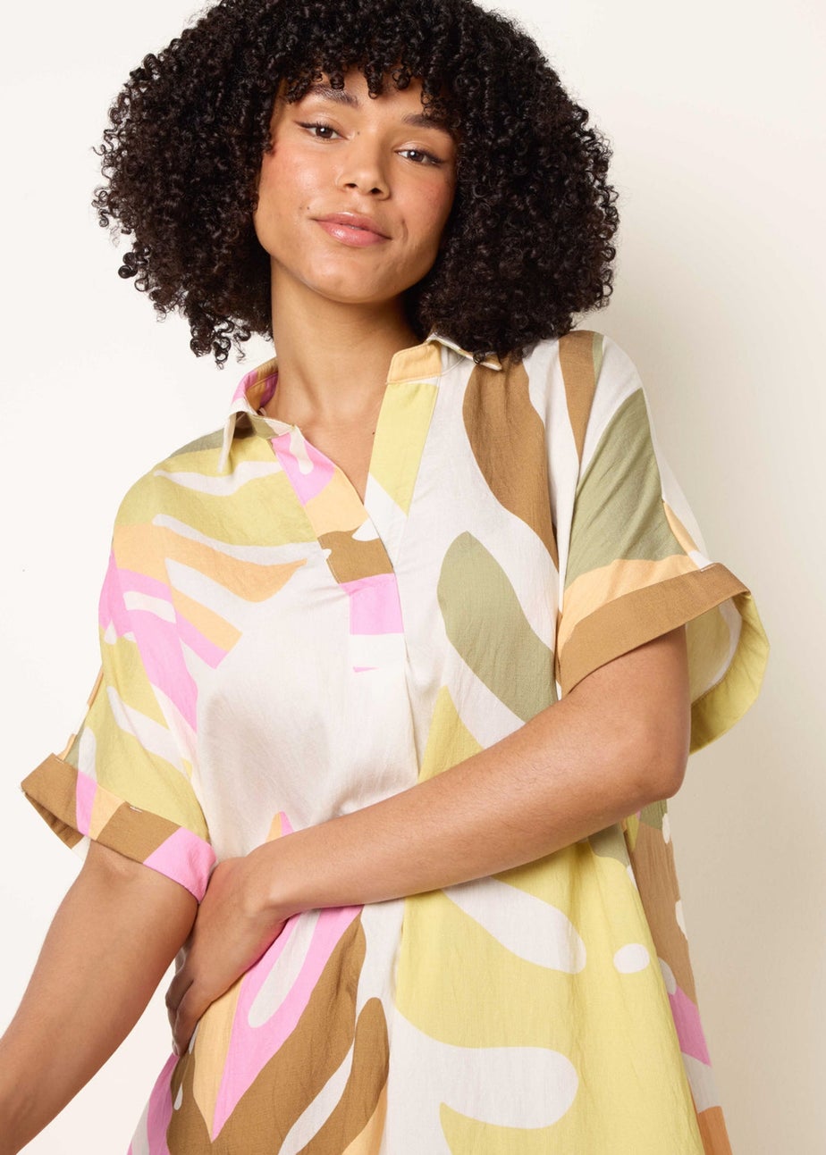 Blue Vanilla Multi Vibrant Oversized Shirt Midi Dress