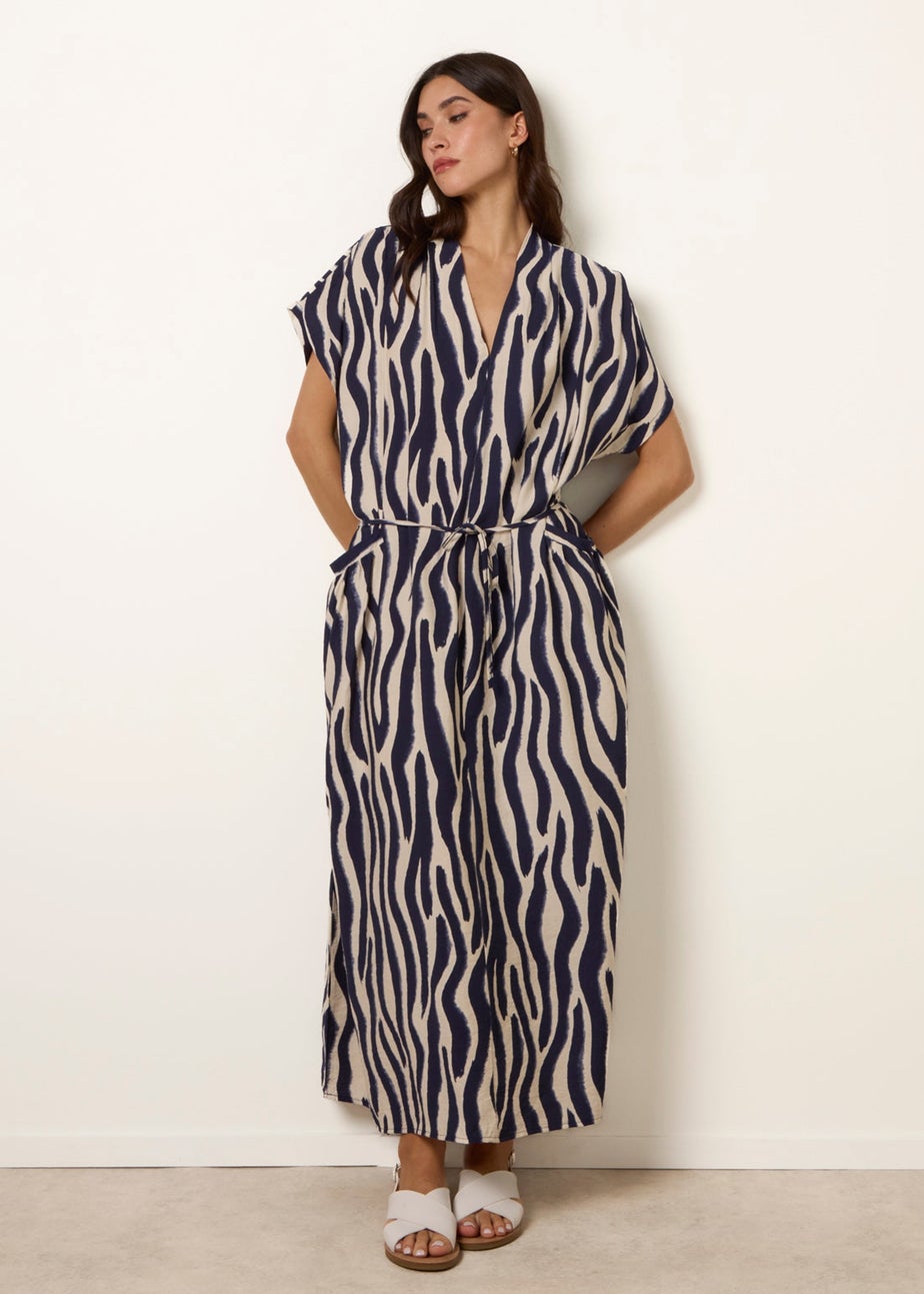 Blue Vanilla Navy Zebra Print Dress