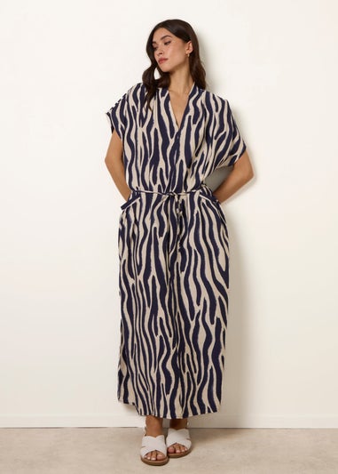 Blue Vanilla Navy Zebra Print Dress