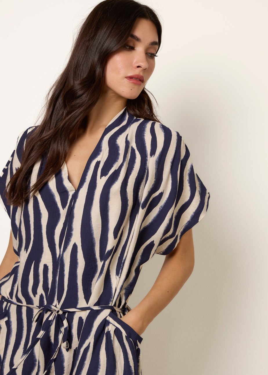 Blue Vanilla Navy Zebra Print Dress