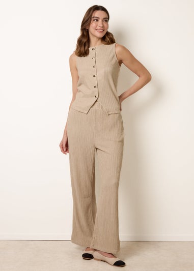 Blue Vanilla Stone Crew Neck Button Through Vest