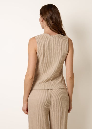 Blue Vanilla Stone Crew Neck Button Through Vest