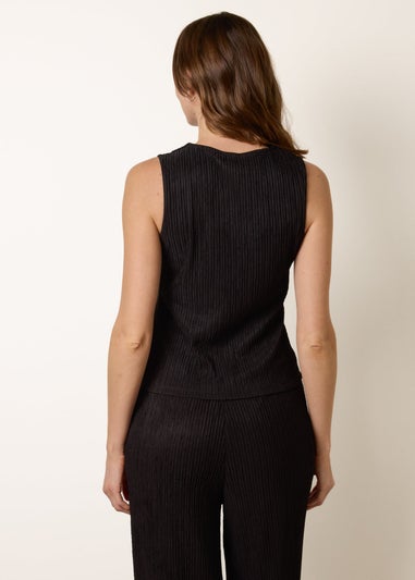 Blue Vanilla Black Crew Neck Button Through Vest