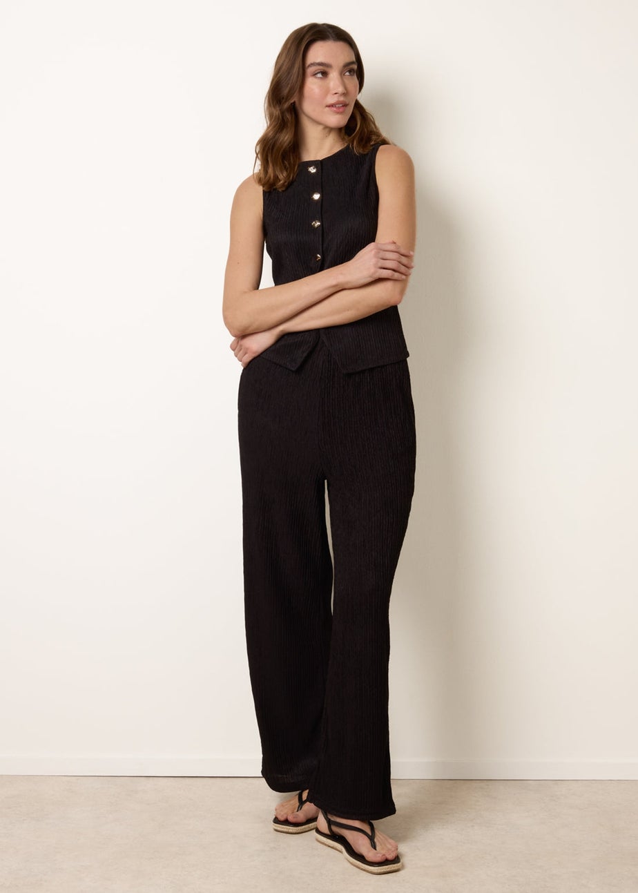 Blue Vanilla Black Crew Neck Button Through Vest