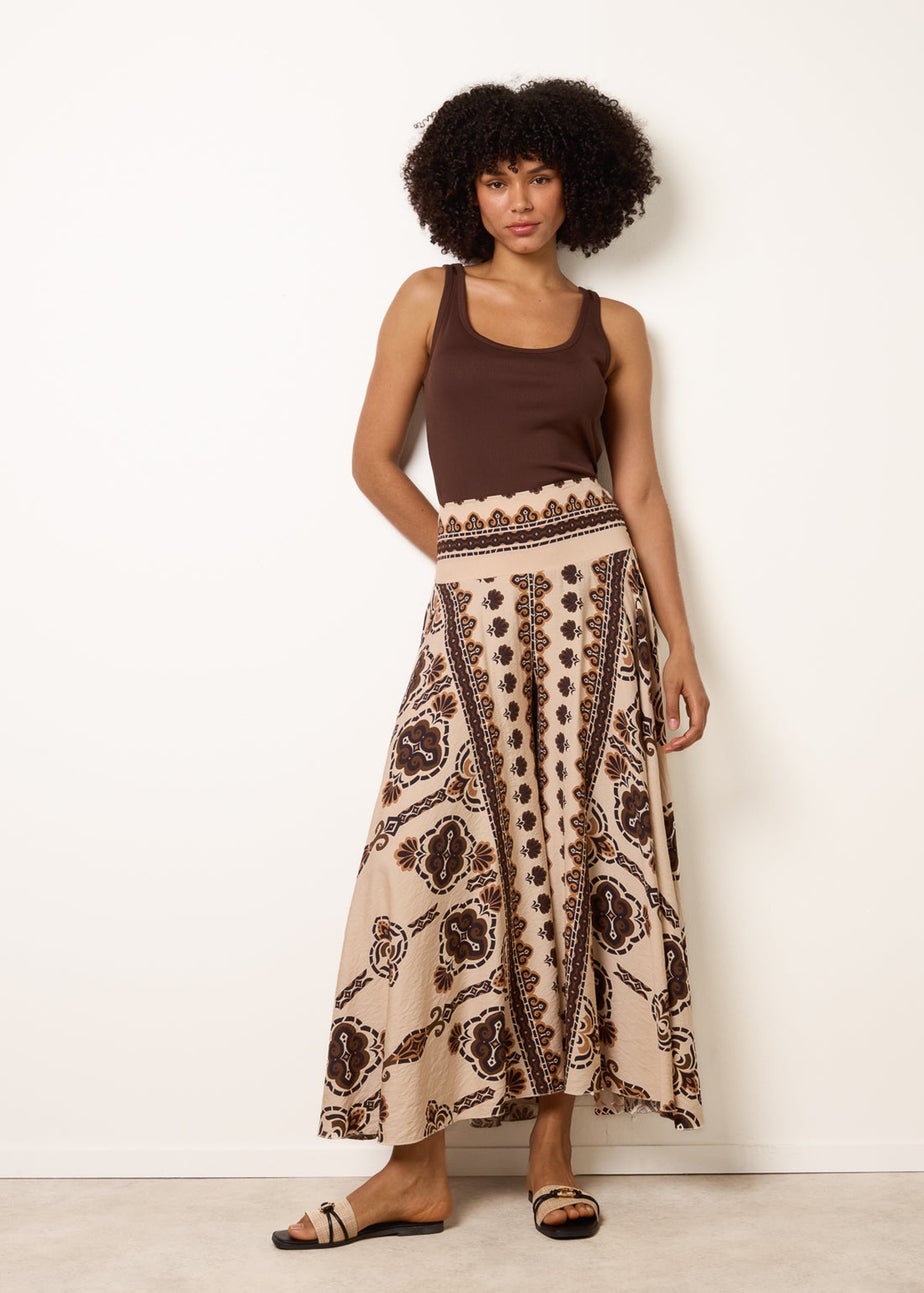 Blue Vanilla Brown Deep Waist Flowy Pants