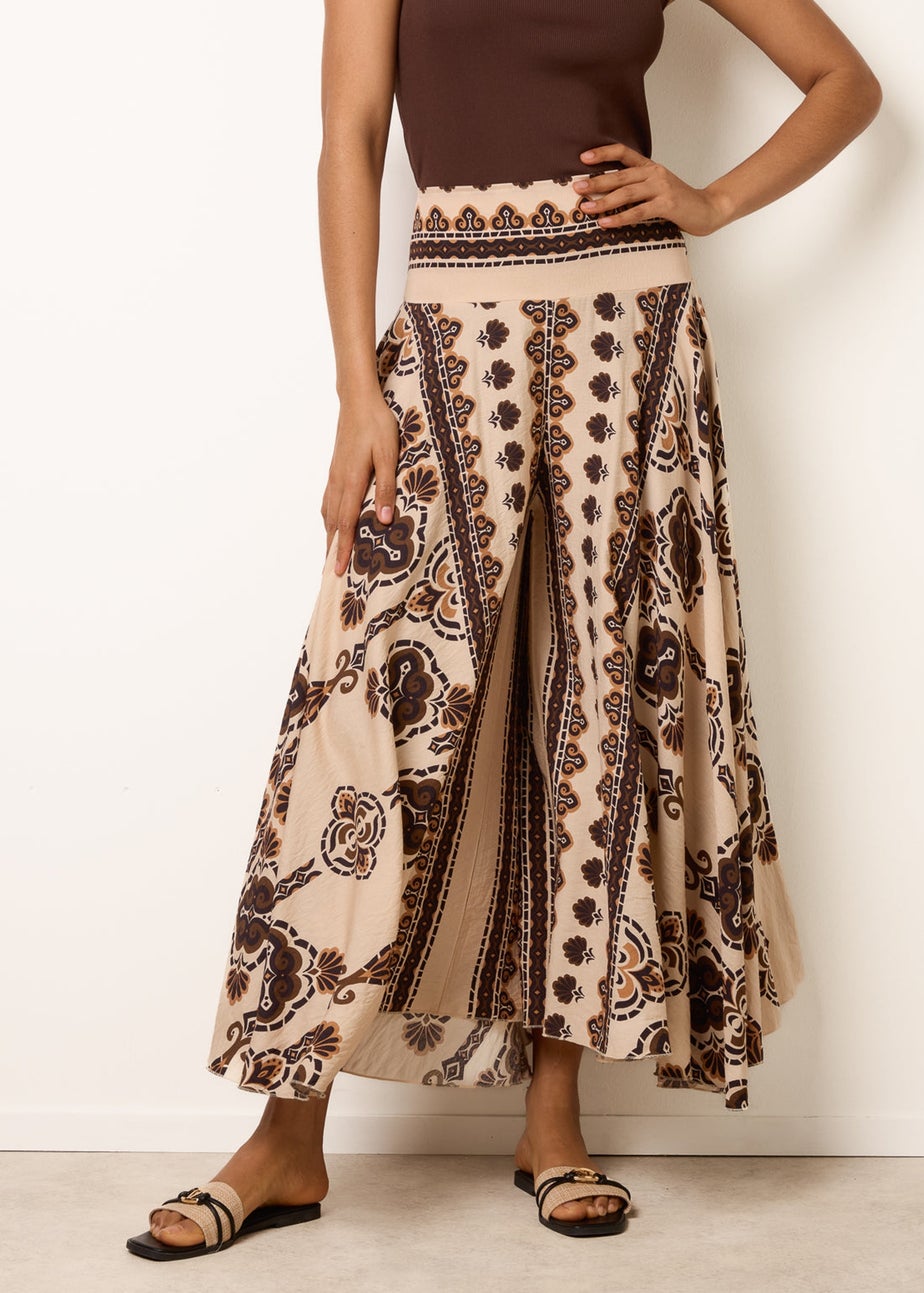 Blue Vanilla Brown Deep Waist Flowy Pants