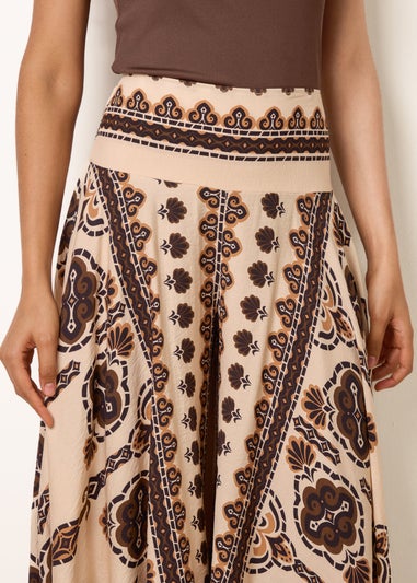 Blue Vanilla Brown Deep Waist Flowy Pants