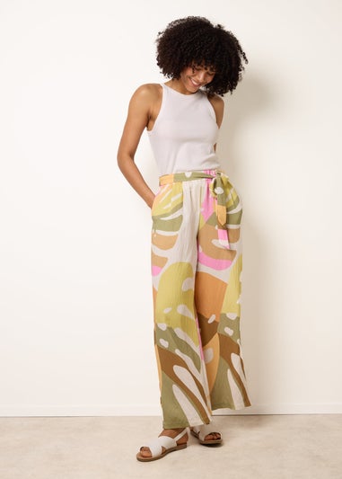 Blue Vanilla Multi Paper Bag Wide Leg Trousers