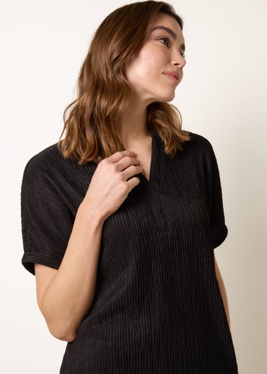 Blue Vanilla Black Grandad Collar Oversized Top