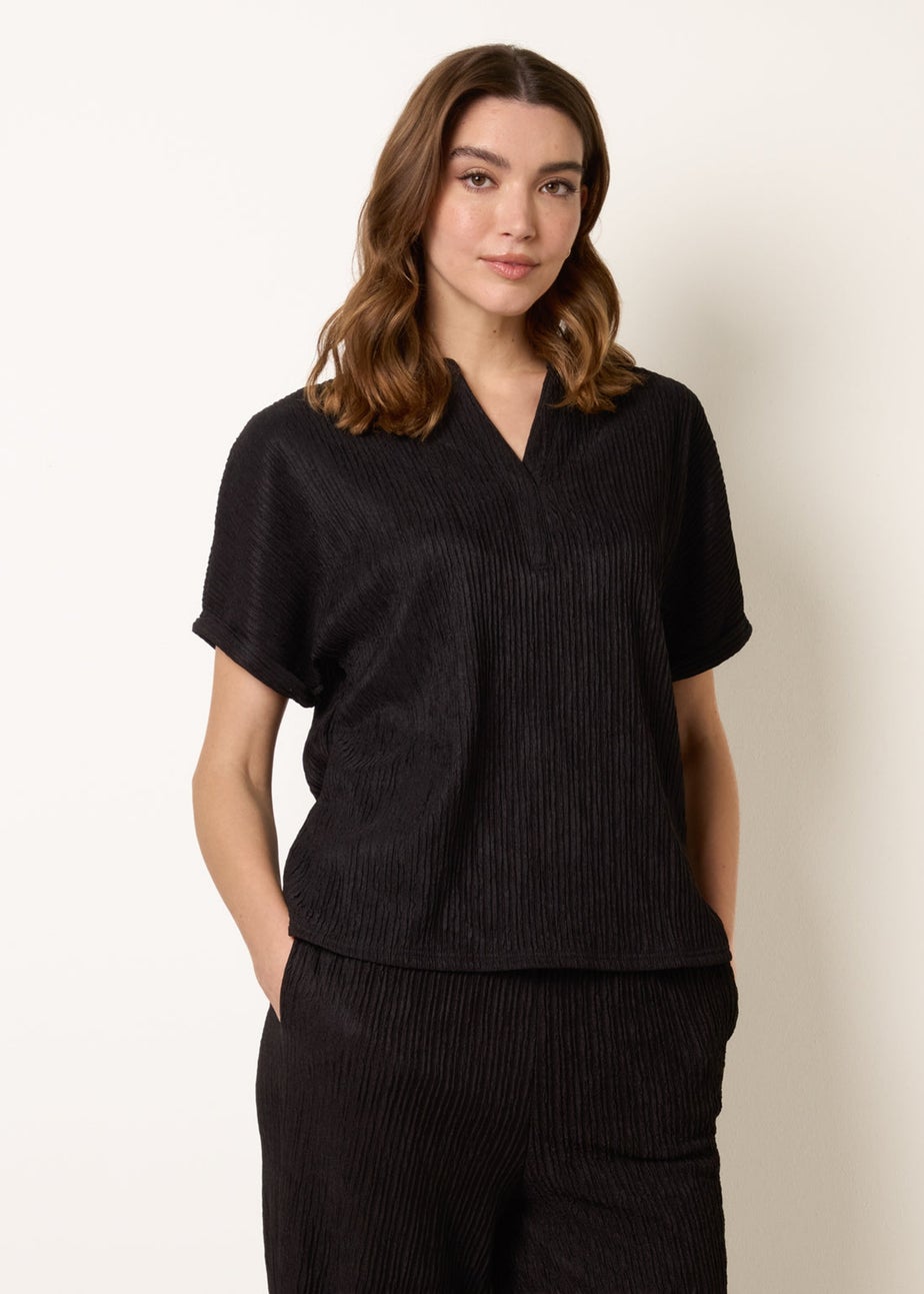 Blue Vanilla Black Grandad Collar Oversized Top