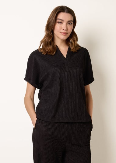 Blue Vanilla Black Grandad Collar Oversized Top