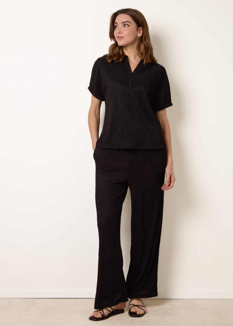 Blue Vanilla Black Grandad Collar Oversized Top