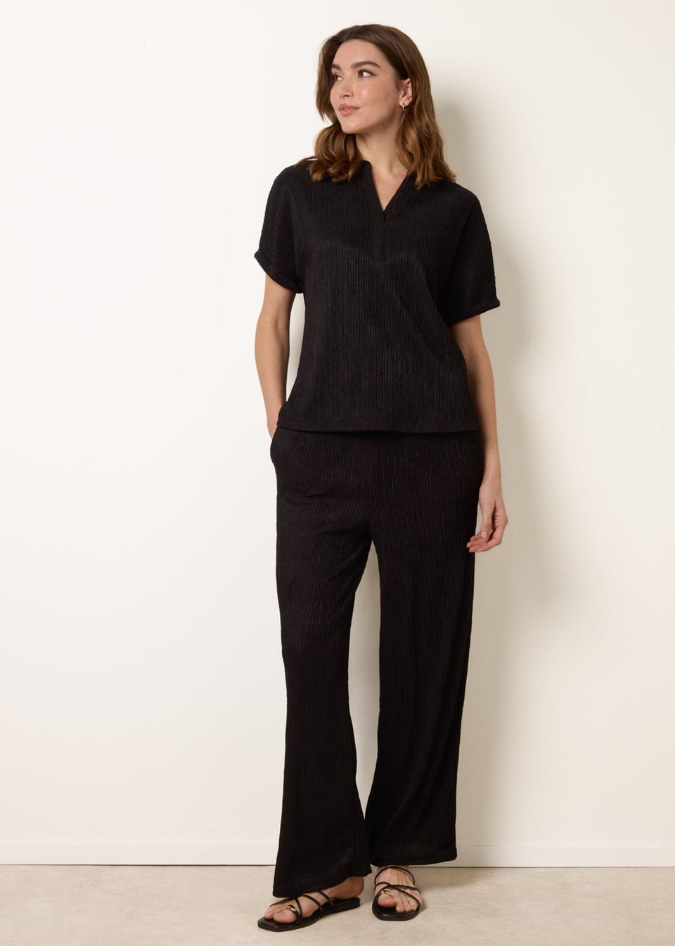 Blue Vanilla Black Grandad Collar Oversized Top