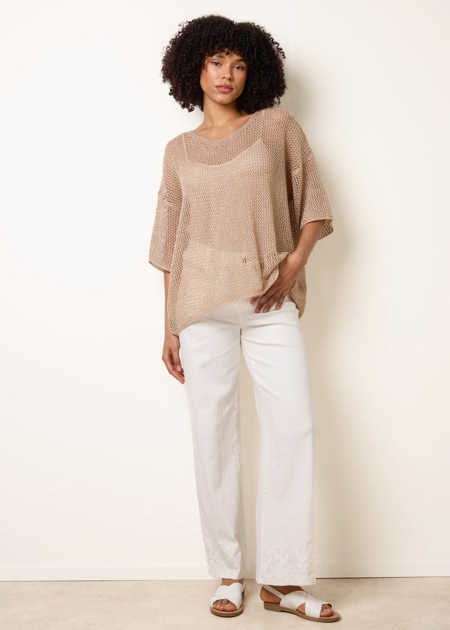 Blue Vanilla Gold V Neck Crochet Top