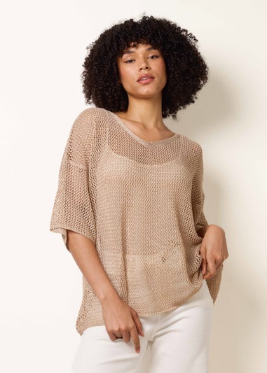 Blue Vanilla Gold V Neck Crochet Top