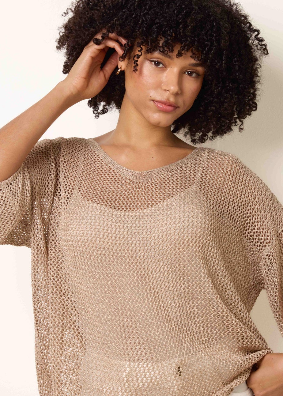 Blue Vanilla Gold V Neck Crochet Top