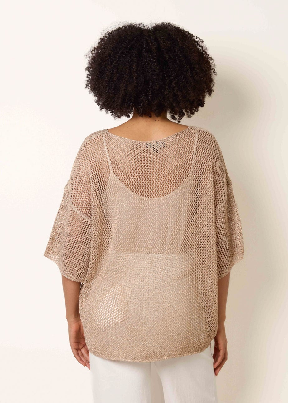 Blue Vanilla Gold V Neck Crochet Top