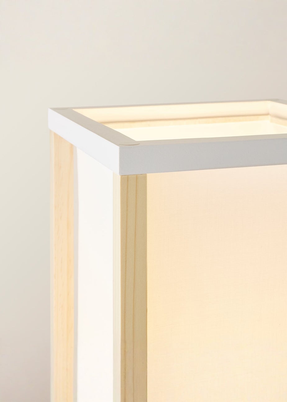 ValueLights Struttura Oak Wooden Shelves Floor Lamp