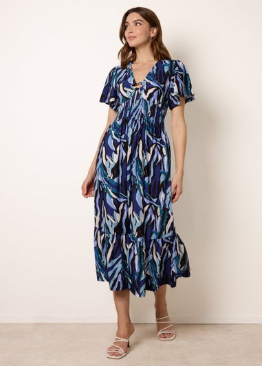 Blue Vanilla Navy Ring Detail Printed Dress