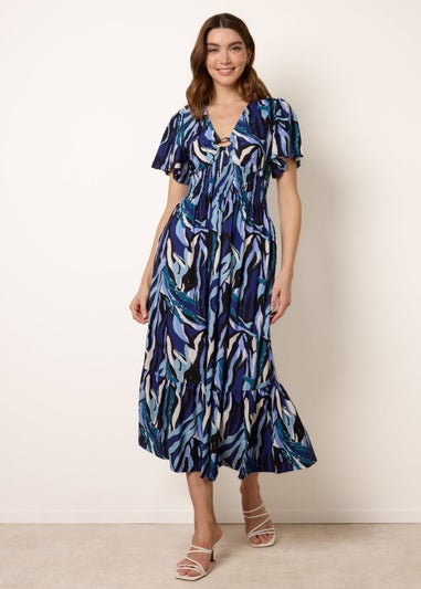 Blue Vanilla Navy Ring Detail Printed Dress