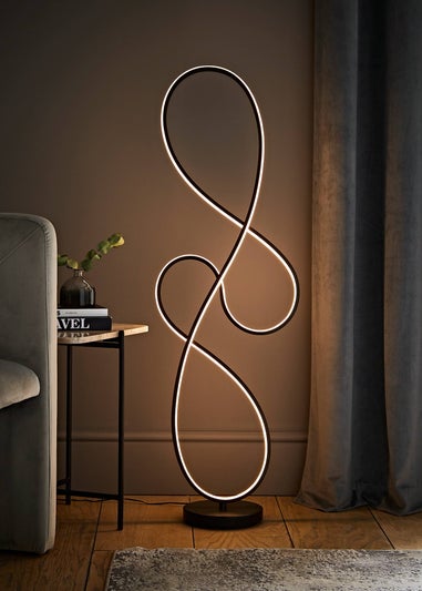 ValueLights Infinity Matt Black Swirl LED Floor Lamp