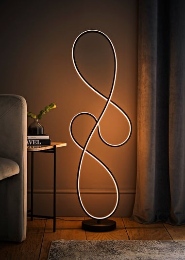 ValueLights Infinity Matt Black Swirl LED Floor Lamp