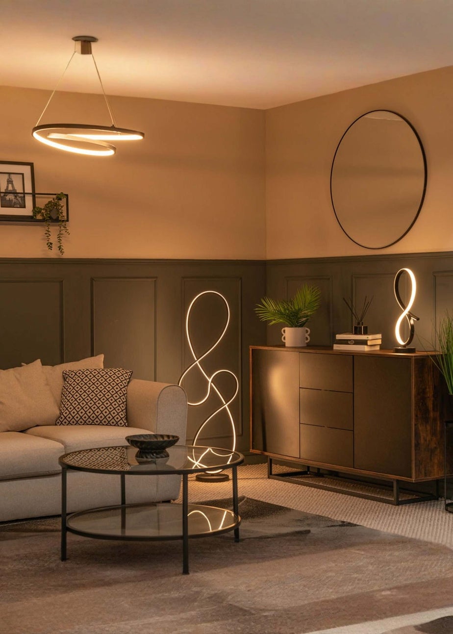 ValueLights Infinity Matt Black Swirl LED Floor Lamp