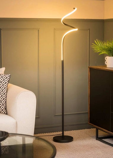 ValueLights Infinity Matt Black LED Spiral Floor Lamp