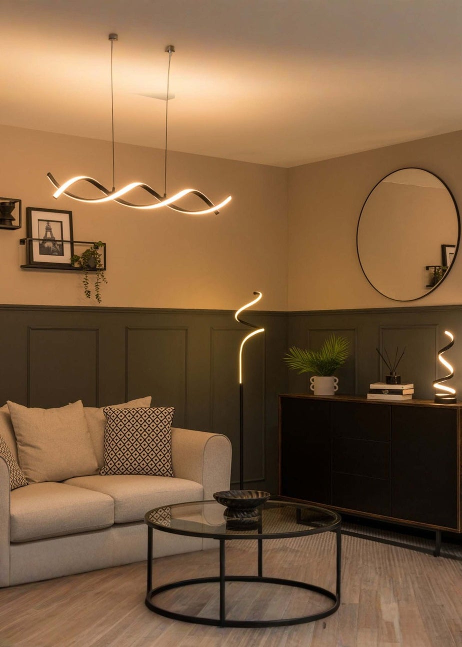 ValueLights Infinity Matt Black LED Spiral Floor Lamp