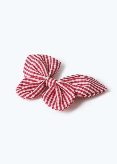 Girls Red Muse Gingham Butterfly Clip