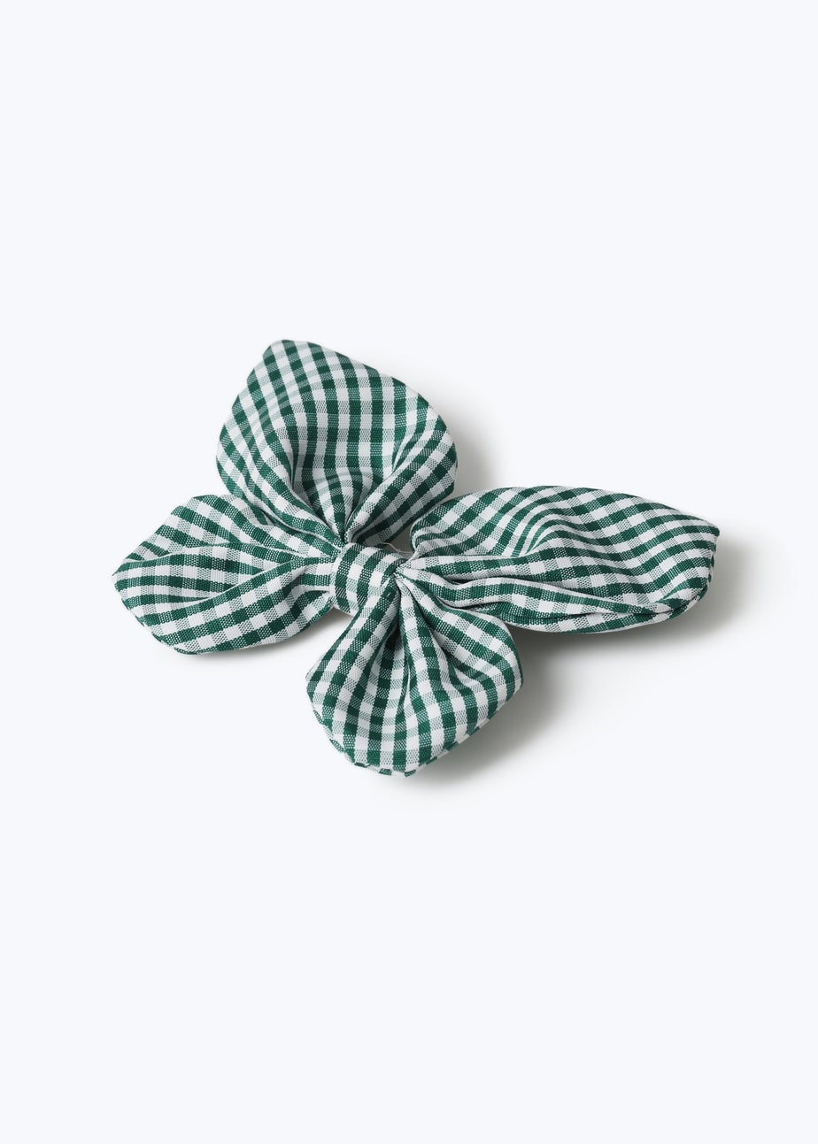 Girls Green Muse Gingham Butterfly Clip