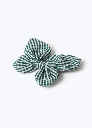 Girls Green Muse Gingham Butterfly Clip
