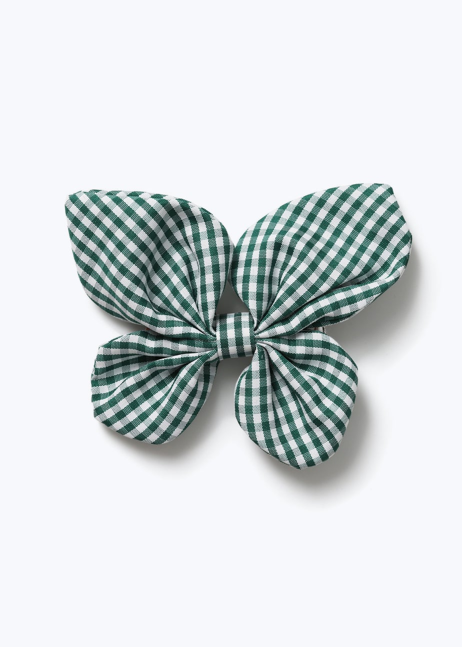 Girls Green Muse Gingham Butterfly Clip
