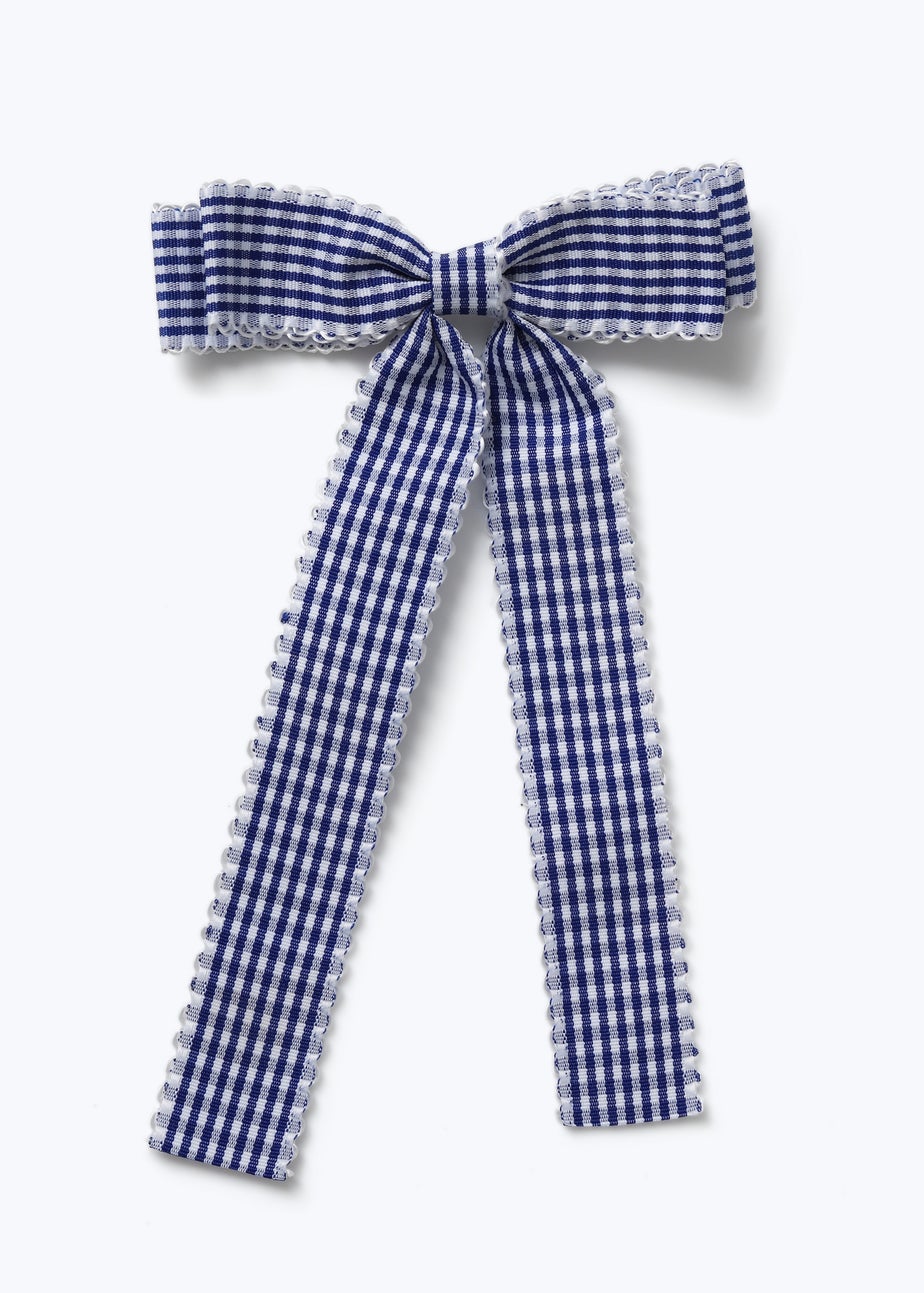 Girls Navy Muse Lace Scallop Bow Clip