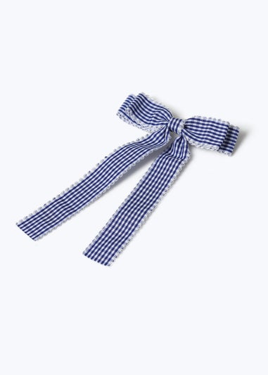 Girls Navy Muse Lace Scallop Bow Clip