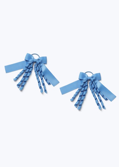 Muse Girls Blue Spiral Bow Hair Bobbles