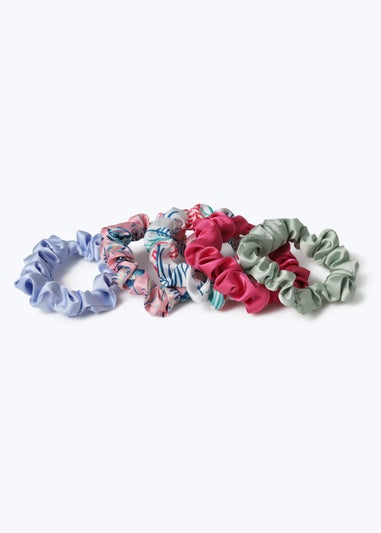 Muse 5 Pack Mini Satin Leaf Print Scrunchies