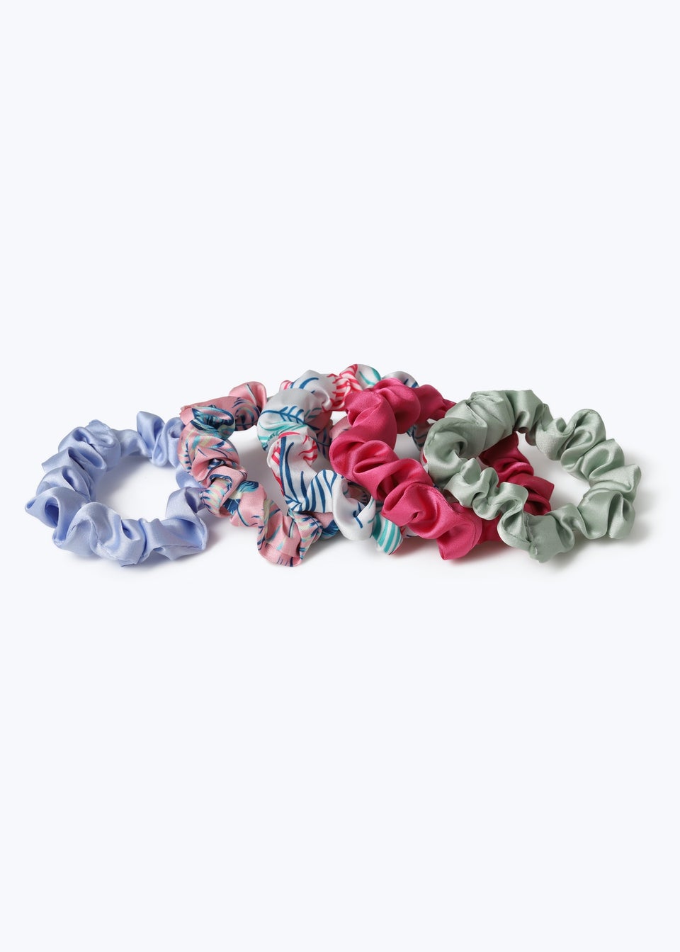 Muse 5 Pack Mini Satin Leaf Print Scrunchies