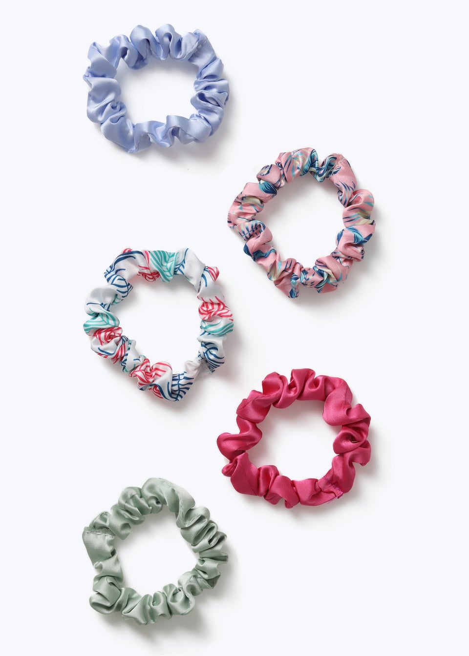 Muse 5 Pack Mini Satin Leaf Print Scrunchies