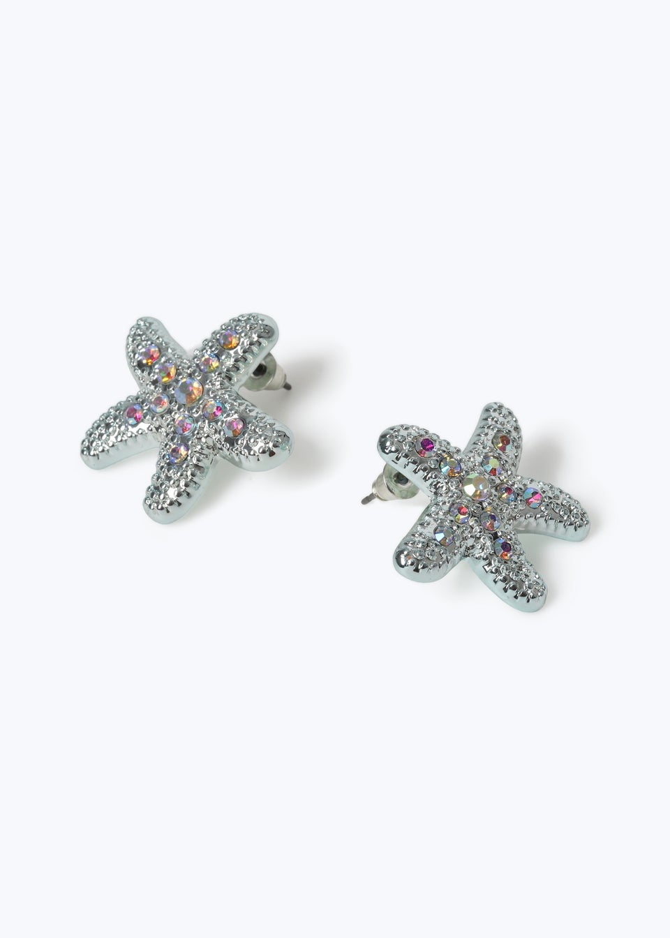 Muse Blue Rhinestone Starfish Stud Earrings