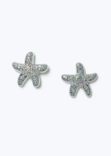Muse Blue Rhinestone Starfish Stud Earrings