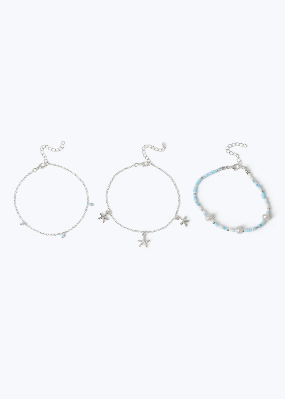 Muse Blue Silver Toned Holiday Anklets
