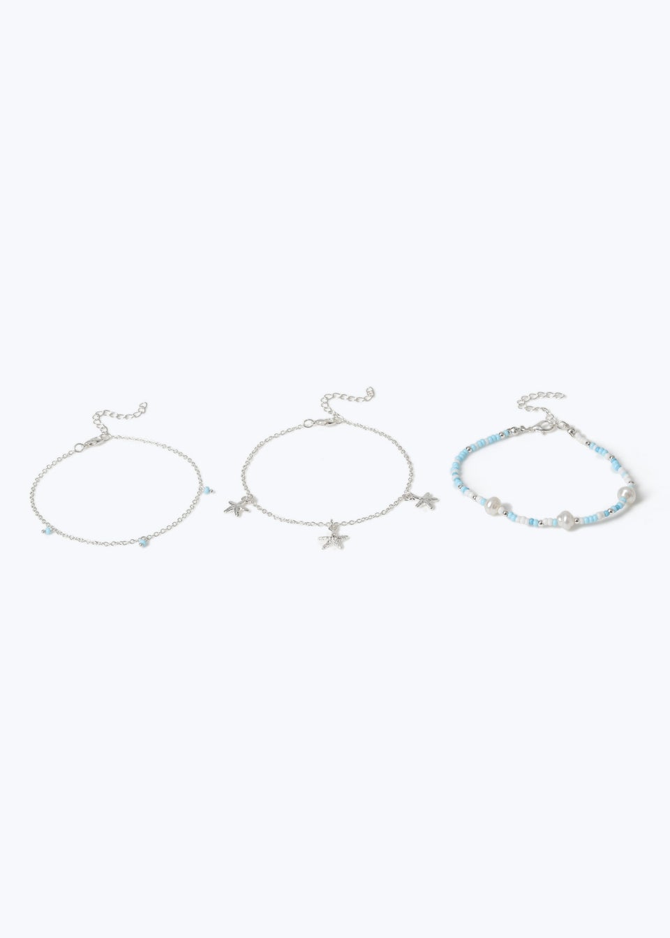 Muse Blue Silver Toned Holiday Anklets